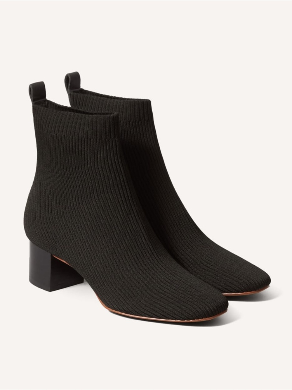 Everlane The Glove Boot Rib Knit Ankle Sock Boots Size 8 Black ReKnit Block Heel